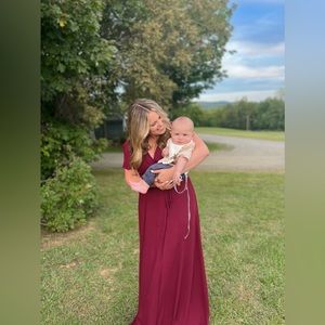 Burgundy wrap maxi dress